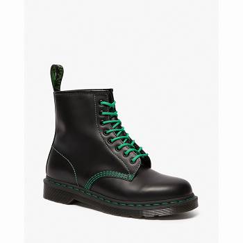 Dr Martens 1460 Contrast Stitch Smooth Kožené - Cierne/ Zelene Cizmy Panske, D006SK